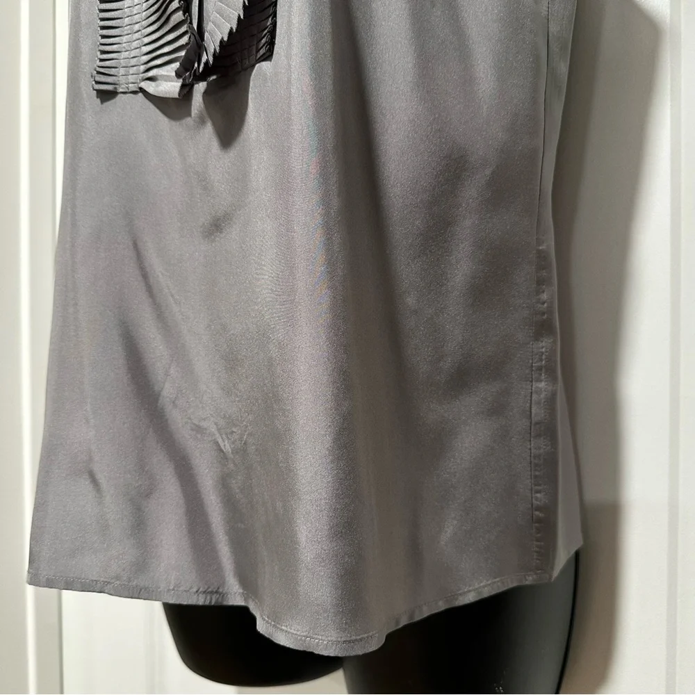 J.Crew Factory Silk Sleeveless Ruffle-Trim Gray Size 2 *See Measurements*